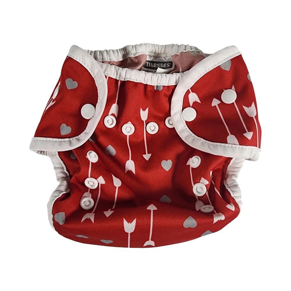 Thirsties Size One Red Arrow Heart Cloth Diaper Cover 6-18 lbs Made in USA